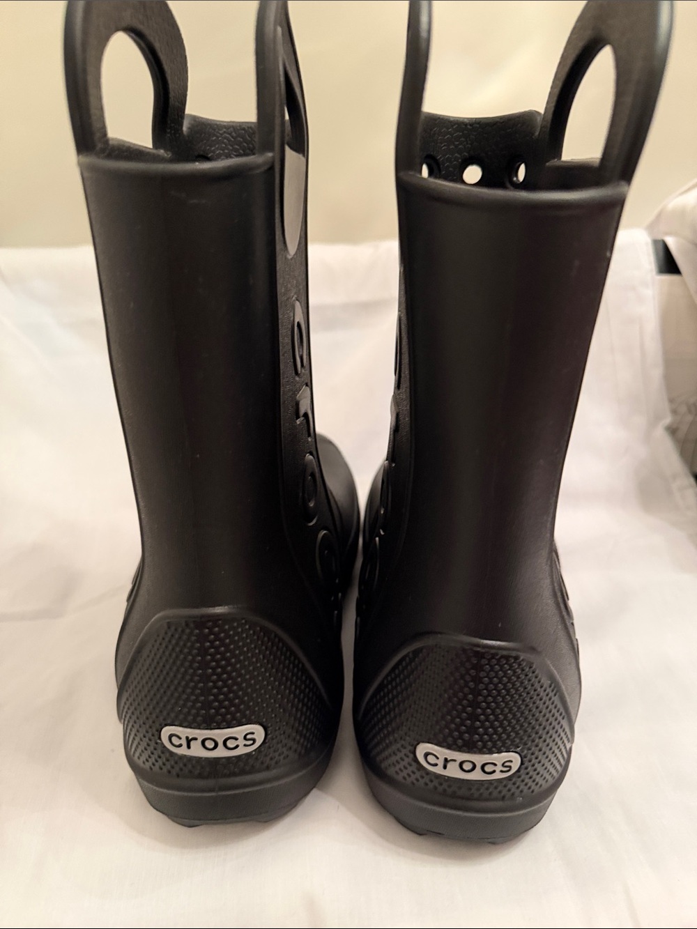 CROCS Women’s Black Rain Boots with Easy Grip Handles - Picture 3 of 9